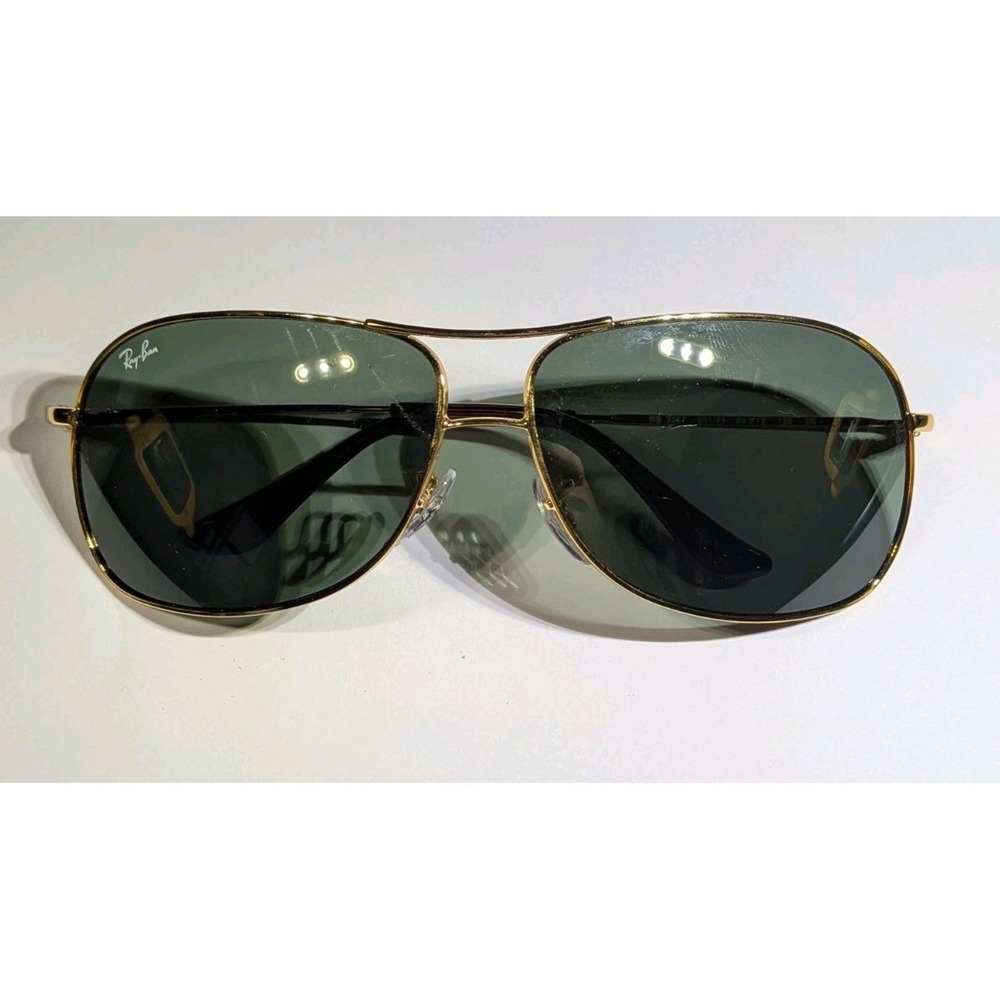 Ray-Ban RB3267 001/71 Aviator Metal Sunglasses Crack In Lens Gold Used